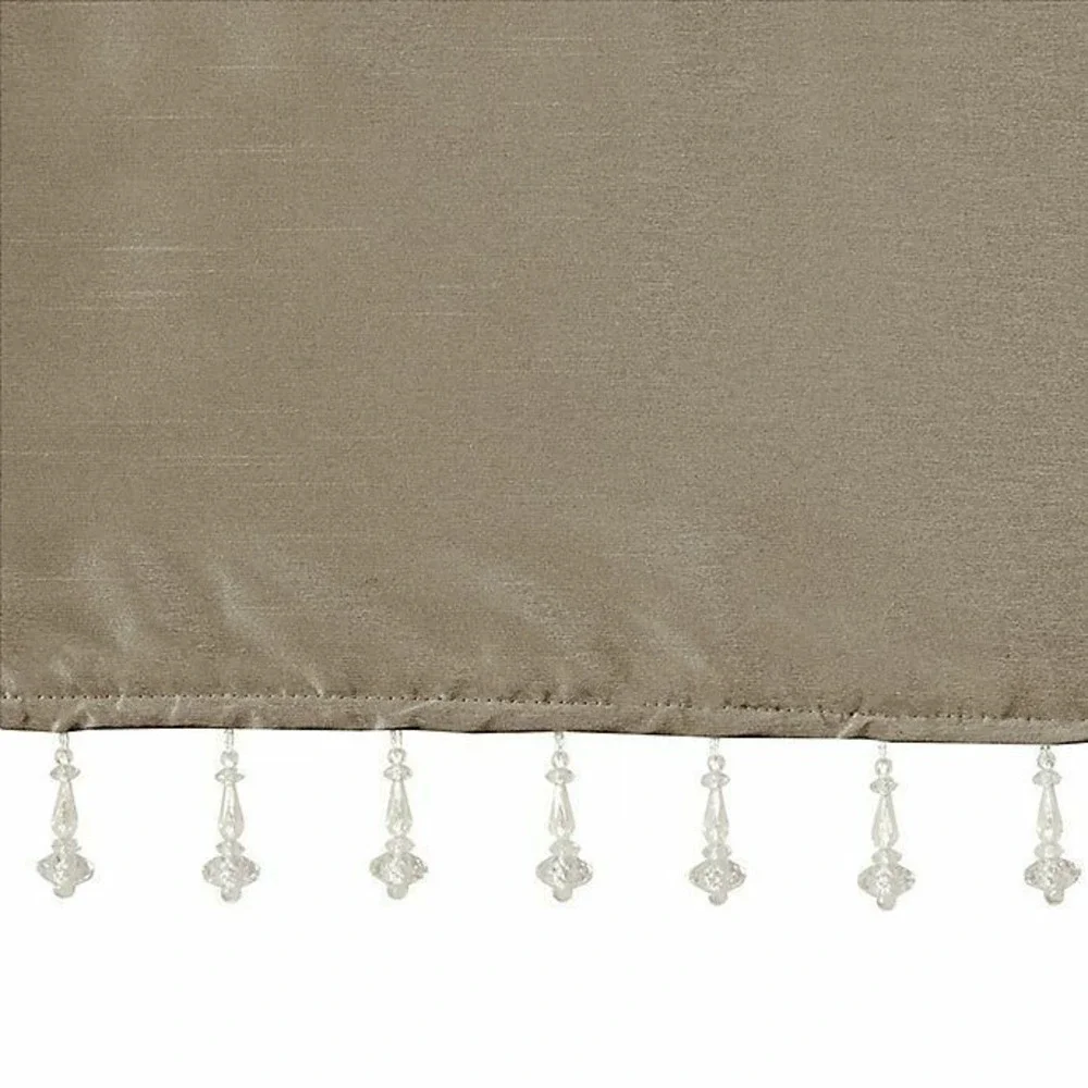 Madison Park Emilia Twist‎ Tab Valance With Beads Pewter Beaded New 50 X 26